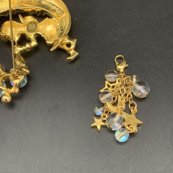 Vintage Kirks Folly Pipedream Fairy Moon Bubbles Charm Rhinestone Pin Brooch - Picture 8 of 10